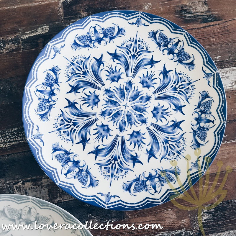 *SAMPLES SALE* English Country Light Grey & Blue 12 Inch Platter (Read Info) - Lovera Collections