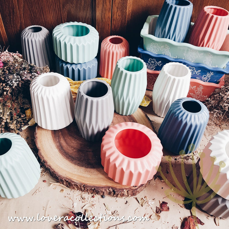 *LAST PRICE CLEARANCE PROMO* Scandinavian Ribbed Short Vases - Lovera Collections