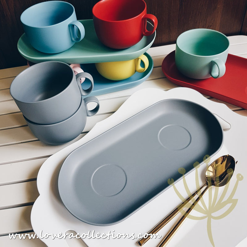 *BUY 1 FREE 1 PROMO* Bitossi Italy Bis Set of 2 Breakfast Soup Cups & Tray - Lovera Collections
