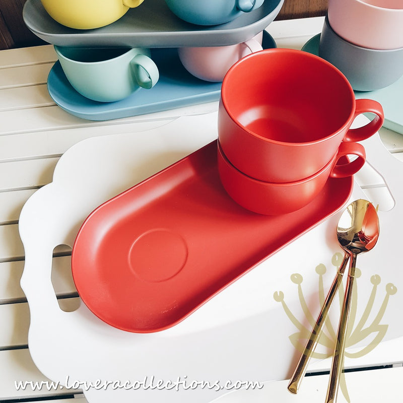 *BUY 1 FREE 1 PROMO* Bitossi Italy Bis Set of 2 Breakfast Soup Cups & Tray - Lovera Collections