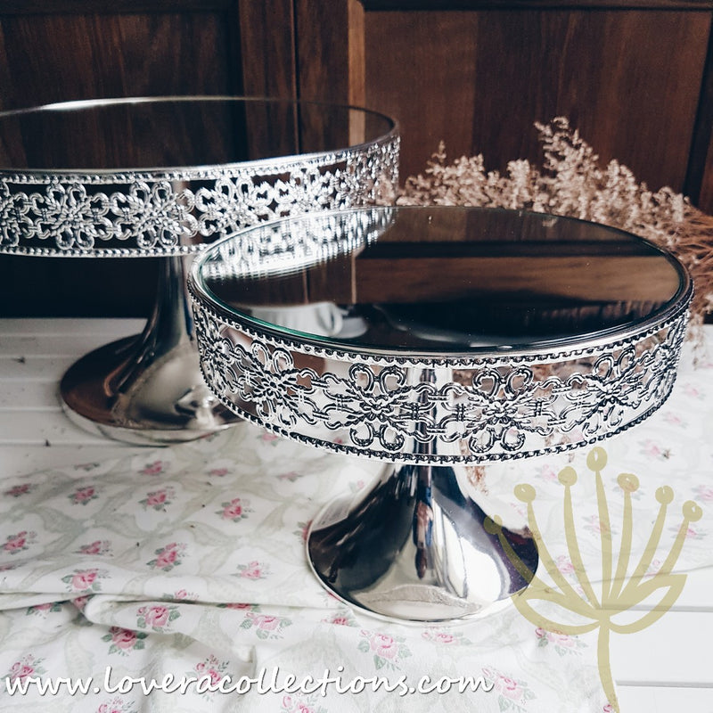 Jewel Round Chrome Cake Stand - Lovera Collections